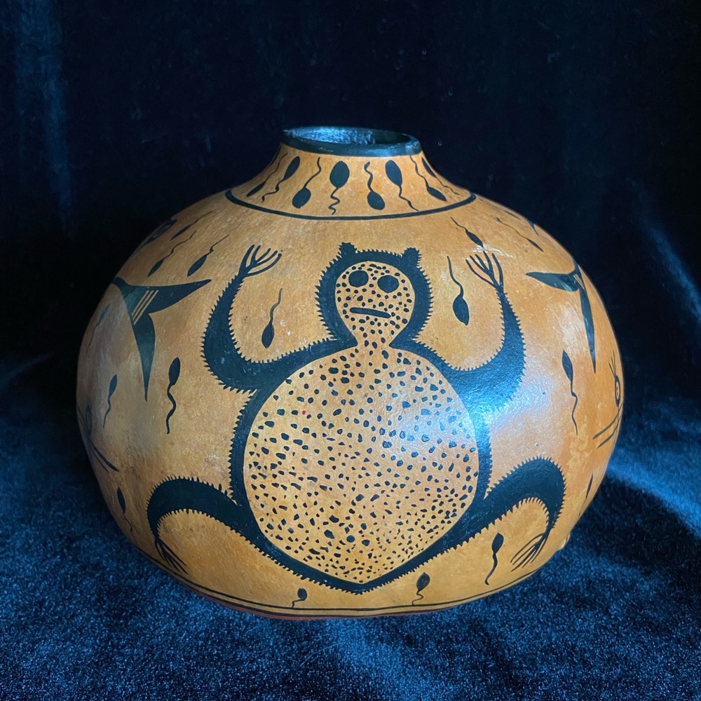 Southwest Painted Gourd Hand Painted Renowned Artist John Schaefer New Mexico